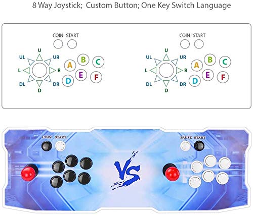 SeeKool Pandora's 9D Juegos clásicos Consola de Videojuegos, 2700 in 1 Multijugador Arcade Game Console, 4 Joystick Partes de la Fuente de alimentación HDMI y VGA y Salida USB