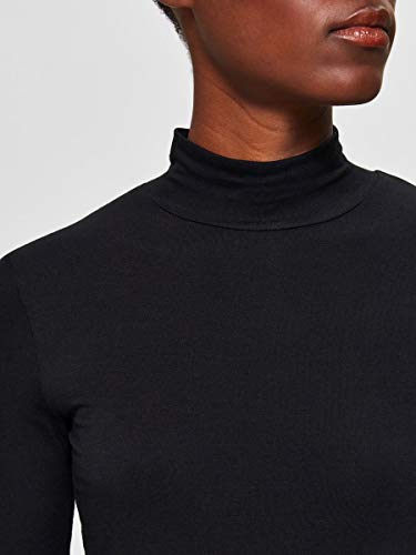 SELECTED FEMME Sfmio Ls Highneck-Noos, Cuello de Tortuga para Mujer, Negro (Black Black), 38 (Talla del fabricante: Medium)