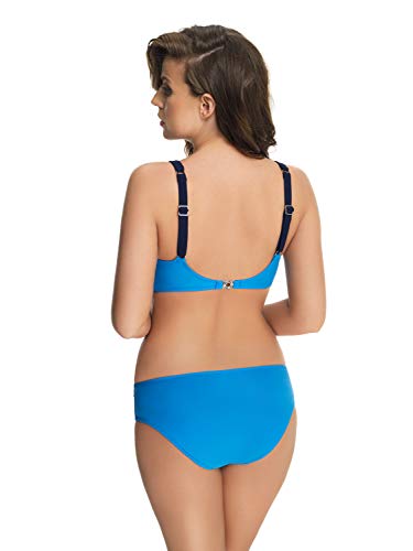 Selente My Secret - Traje de baño atractivo (bikini/bañador) en tallas grandes (copa C a copa H) con corte favorecedor. Bikini, azul oscuro, azul claro, blanco. 95D