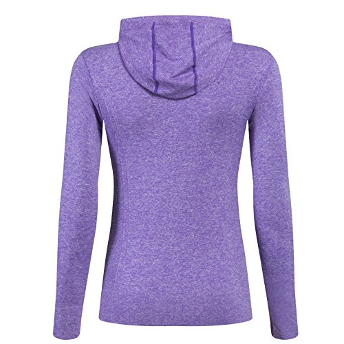 Selighting Chaquetas Deportivas Mujer Sudadera Fitness con Capucha y Cremallera de Manga Larga para Gimnasio,Gym,Running,Correr,Ciclismo (L, Morado)