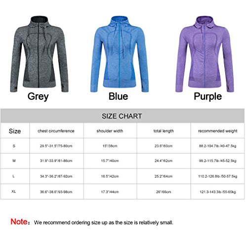 Selighting Chaquetas Deportivas Mujer Sudadera Fitness con Capucha y Cremallera de Manga Larga para Gimnasio,Gym,Running,Correr,Ciclismo (L, Morado)