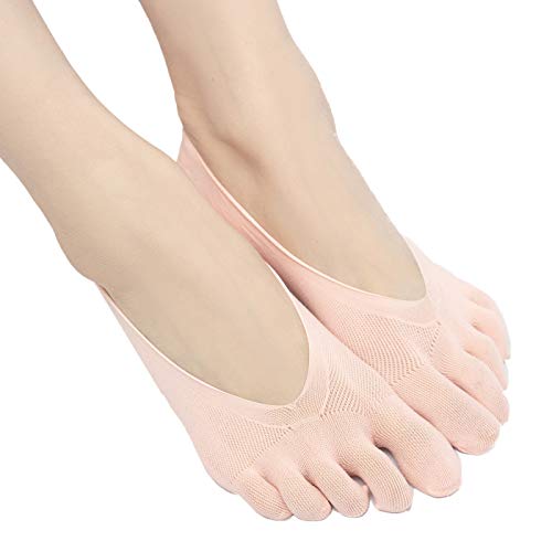SendYouShine Mujer Respirable Calcetines del dedo del pie Compresión Calcetines Forro de Corte Ultra Bajo Antideslizante con lengüeta de gel Calcetines para correr yoga Ortopédicos Calcetines 36-42