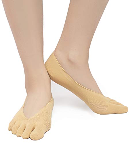 SendYouShine Mujer Respirable Calcetines del dedo del pie Compresión Calcetines Forro de Corte Ultra Bajo Antideslizante con lengüeta de gel Calcetines para correr yoga Ortopédicos Calcetines 36-42