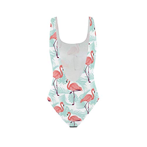SENNSEE Flamencos patrón de verano tankini traje de baño para las mujeres de una pieza traje de baño de control de la barriga sin espalda traje de baño niña Multicolor multicolor M