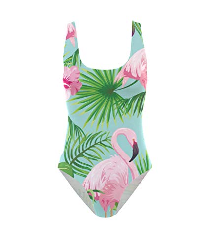 SenNSEE - Traje de baño para mujer con diseño de flamencos tropicales y pájaros Multicolor multicolor L