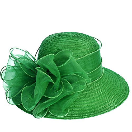 Señora Oaks Derby Iglesia Vestido Sombrero Bucket Boda Bowler Sombreros (Verde)