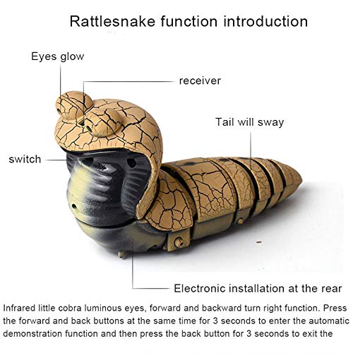 Serpiente de cascabel de juguete realista, recargable, con mando a distancia, juego de mesa para fiestas, 43 x 6 x 7 cm, 3 diferentes frecuencias