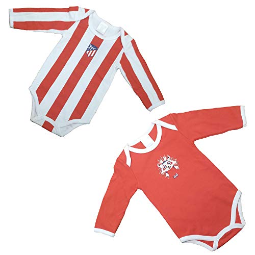 Set - 2 Bodys - Atlético de Madrid - Colores Originale, Nuevo Escudo - Producto Licenciado (0-3 Meses)