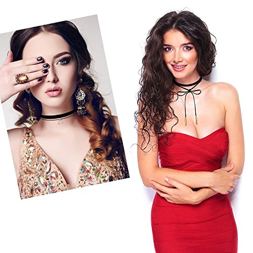 Set de 16 gargantillas negras, de estilo gótico, clásico, de terciopelo, elástico, de encaje, lazo