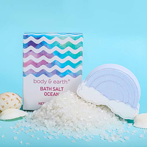 Set de Baño y Spa para Mujer - Body&Earth Cesta de Regalo de 7 Piezas, Incluye Crema de Manos, Sales de Baño, Loción Corporal y Más