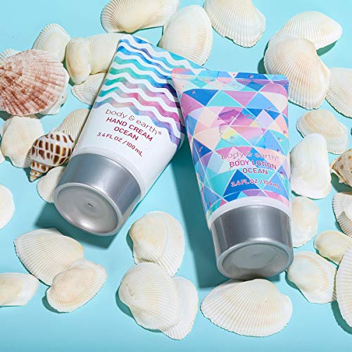 Set de Baño y Spa para Mujer - Body&Earth Cesta de Regalo de 7 Piezas, Incluye Crema de Manos, Sales de Baño, Loción Corporal y Más