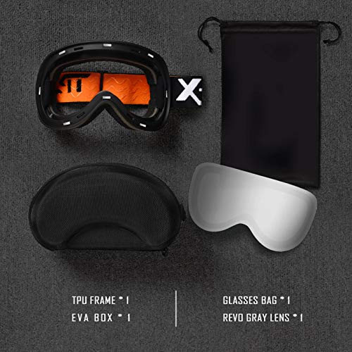 SGTTX Gafas de esquí con Lente magnética de Doble Capa OTG, Gafas de Snowboard antivaho, protección UV400, Compatible con Casco de esquí para Hombres, Mujeres, jóvenes y Adultos