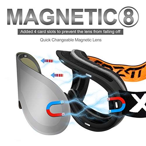 SGTTX Gafas de esquí con Lente magnética de Doble Capa OTG, Gafas de Snowboard antivaho, protección UV400, Compatible con Casco de esquí para Hombres, Mujeres, jóvenes y Adultos