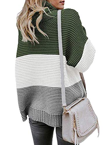 ShallGood Jerseys De Punto para Mujer Cuello De Tortuga Manga Larga Suelto Prendas BotóN Mujer SuéTer Manga Larga Sudadera Sin Mangas Blusa Camisa Z1 Verde 44