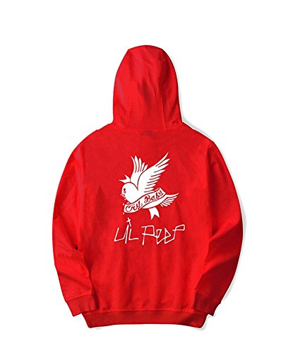 ShallGood Unisexe Mujer Spring Moda Lil Peep Cry Hoodie Tops Tops Hip Hop Rapper Sudaderas con Capucha Manga Larga Suéter Capa Hoodies Sweat Polaire Rojo ES 34