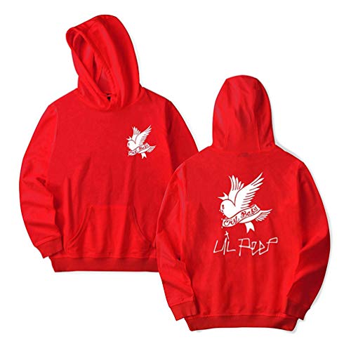 ShallGood Unisexe Mujer Spring Moda Lil Peep Cry Hoodie Tops Tops Hip Hop Rapper Sudaderas con Capucha Manga Larga Suéter Capa Hoodies Sweat Polaire Rojo ES 34