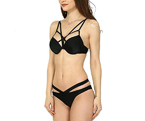 Shangrui Mujer Traje de Baño de la Serie Moda Color Sólido Vendaje Cruzado Push-up del Bikini(FZEH17133)