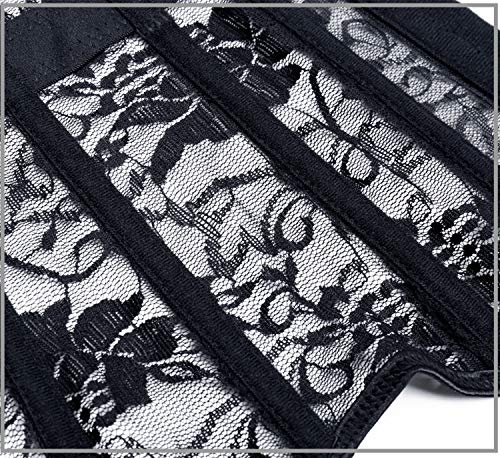 SHAPERIN Conjunto de lencería Sexy de Encaje con corsé Debajo del Busto para Mujer Conjunto con Liguero para el Día de San Valentín Lencería de Ramillete gótico Traje de Cosplay Body Fajas(S)