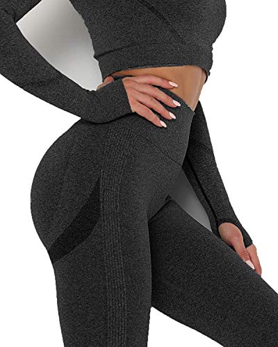 SHAPERIN Leggings deportivos para mujer, para yoga, entrenamiento, fitness #3 Negro S