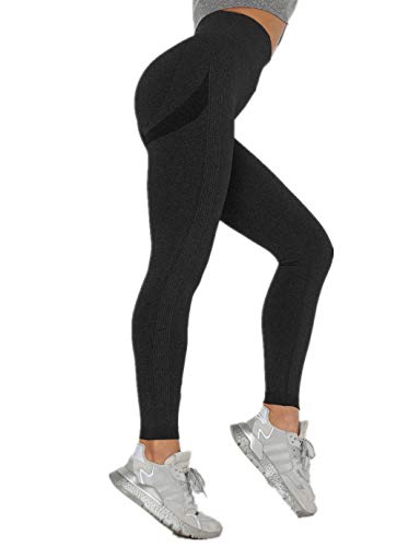 SHAPERIN Leggings deportivos para mujer, para yoga, entrenamiento, fitness #3 Negro S