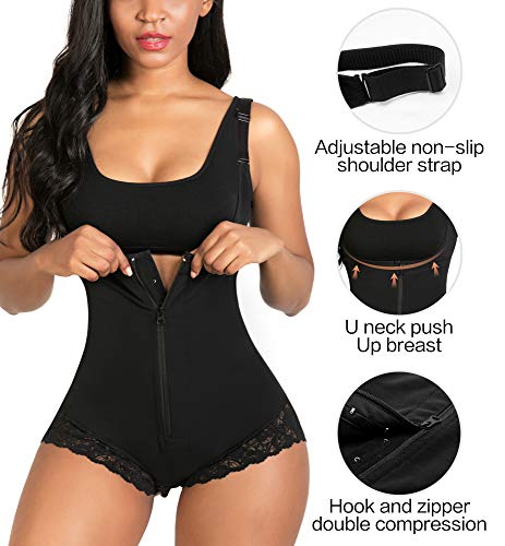 SHAPERX Mujer Bodysuits Underbust Body Shaper Abdomen Cintura Moldeadora Shapewear Negro,UK-DT7200-Black-M