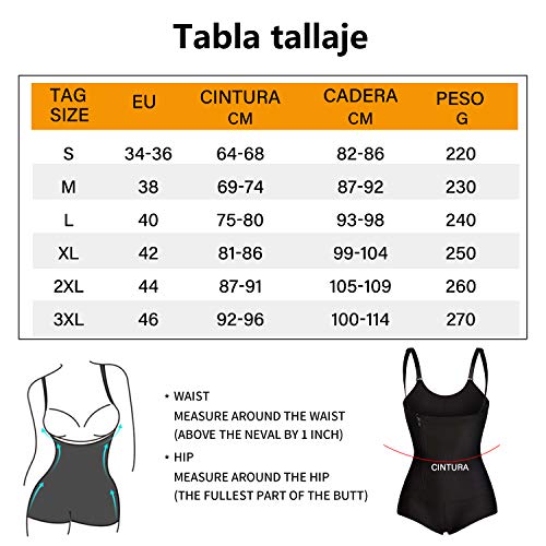 shapewear body mujer fajas reductoras adelgazantes bodies moldeadores mujer body reductor para vestido waist trainer latex body shaper slimming ropa interior lencería moldeadora (Negro, XXX-Large)