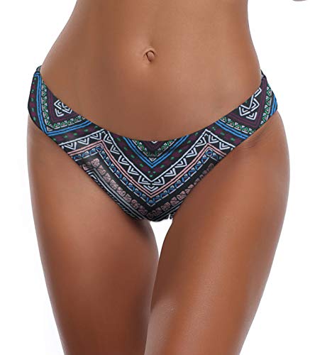 SHEIKINI Braguitas Parte Inferior Traje de baño Mujer Floral Impresión Inferior Traje de baño Talla Grande Colores Varias Bikini Bañadores de Mujer(Small, Vino-Pantalones de Bikini)