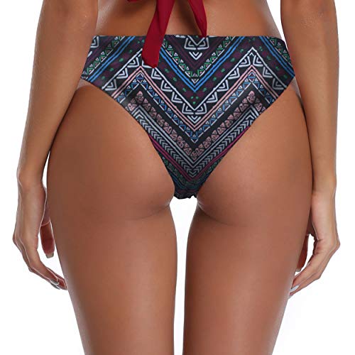 SHEIKINI Braguitas Parte Inferior Traje de baño Mujer Floral Impresión Inferior Traje de baño Talla Grande Colores Varias Bikini Bañadores de Mujer(Small, Vino-Pantalones de Bikini)