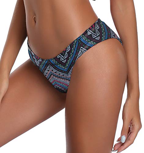 SHEIKINI Braguitas Parte Inferior Traje de baño Mujer Floral Impresión Inferior Traje de baño Talla Grande Colores Varias Bikini Bañadores de Mujer(Small, Vino-Pantalones de Bikini)
