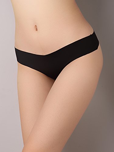 SHEKINI Bragas Brasileñas Tanga Invisible sin Costuras de Talla Baja de Color Puro Basico Braguita Cintura Media Cintura Baja para Mujer Pack de 6 (M,A)