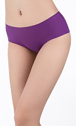 SHEKINI Bragas Invisibles sin Costuras Estilo Bikini de Cintura Baja de Ribete Festoneado de Color Puro para Mujer Pack DE 4/6 (X-Large, C)