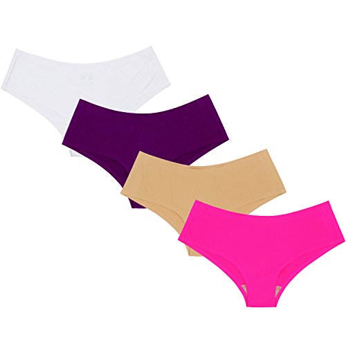 SHEKINI Braguita Invisible sin Costuras de Cintura Baja de Color Puro Bragas de Estilo Bikini por la Cadera Ropa Interiorpara Mujer Pack DE 4/6 (Small, C)