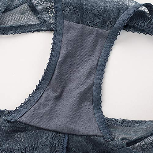 SHEKINI Conjunto de Lencería Sujetador Cierre Delantero con Aros Push up Ropa Interior Mujer Sexy Conjuntos(Azul Real,34C)