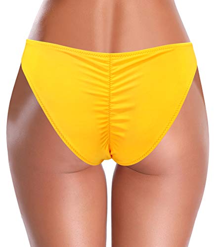 SHEKINI Mujer Bikini Braguita Brasileña Ropa Interior Parte Inferior Bragas Hipster(M,Amarillo C)