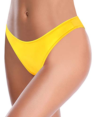 SHEKINI Mujer Bikini Braguita Brasileña Ropa Interior Parte Inferior Bragas Hipster(M,Amarillo C)