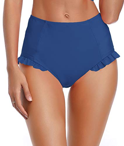 SHEKINI Mujer Bikini de Dos Piezas Correas Cruzadas Encaje Traje de Baño Cintura Alta Bañador (M, Bañador Azul Lago)