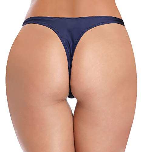 SHEKINI Mujer Bikini Tanga V Braguitas Traje de Baño Playa Ropa Interior Pantalones de Natación (Medium, Azul Oscuro)