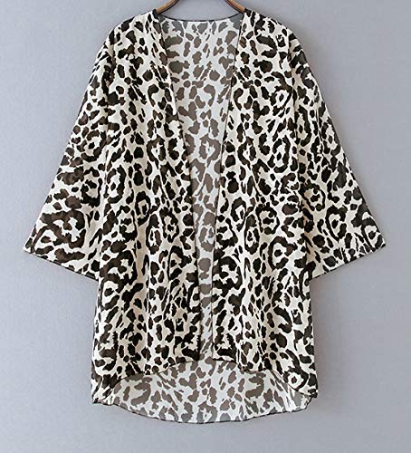 SHEKINI Mujer Blusa Damas Chal Ropa de Playa Ropa de Playa Bohemia Impresa Suelta (3XL, Leopardo)