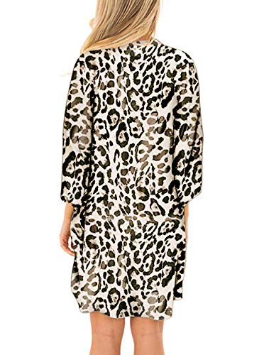 SHEKINI Mujer Blusa Damas Chal Ropa de Playa Ropa de Playa Bohemia Impresa Suelta (XL, Leopardo)