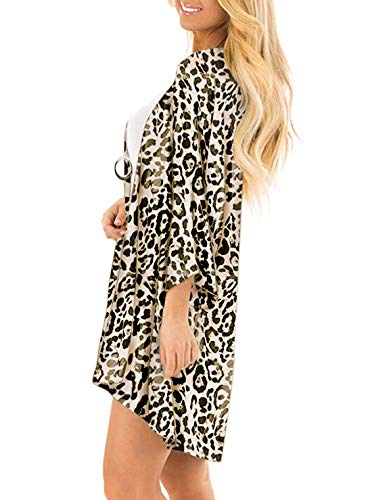 SHEKINI Mujer Blusa Damas Chal Ropa de Playa Ropa de Playa Bohemia Impresa Suelta (XL, Leopardo)