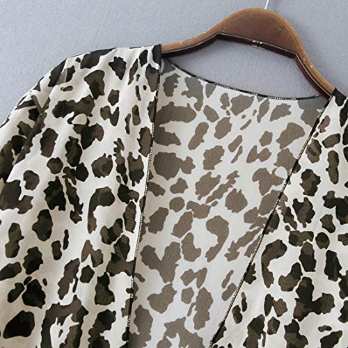 SHEKINI Mujer Blusa Damas Chal Ropa de Playa Ropa de Playa Bohemia Impresa Suelta (XL, Leopardo)