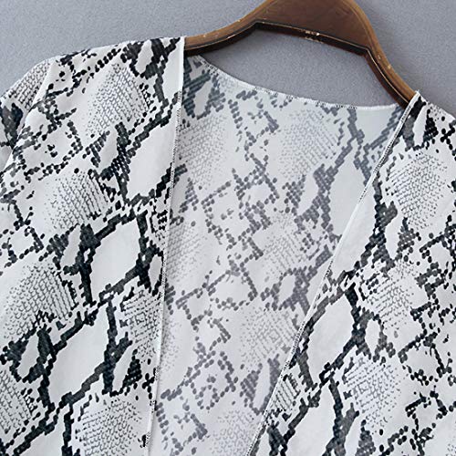 SHEKINI Mujer Blusa Damas Chal Ropa de Playa Ropa de Playa Bohemia Impresa Suelta (XL, Piel de Serpiente)