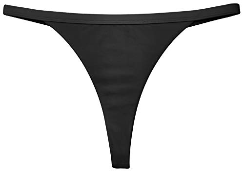 SHEKINI Mujer Fondos de Bikini Sexy Tangas Bañador de Color Liso Bañador de Mujer Pantalones de Playa (Negro G, L)