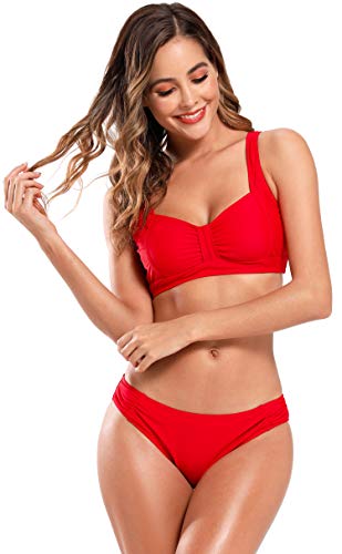 SHEKINI Mujer Split Bikini Sexy Traje de Baño Chaleco Elegante Nudo Delantero