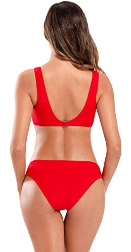 SHEKINI Mujer Split Bikini Sexy Traje de Baño Chaleco Elegante Nudo Delantero
