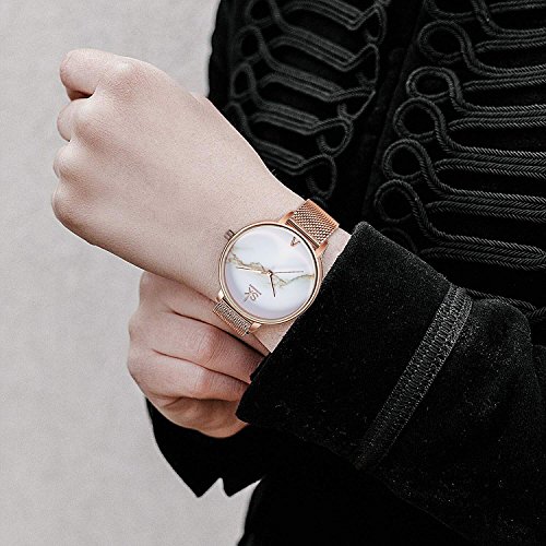 SHENGKE- Reloj de Pulsera para Mujer, Correa de Malla, Elegante, para Mujer, Estilo Simplicidad (K0039-rosegold-mesh Band)