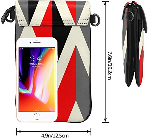 shenguang Handy Geldbörse Geometrisch Abstrakt Rot Schwarz Grau Linie Telefon Geldbörse 3D Gedruckte Lebendige Kartenhalter Winzige Tasche Robuste PU Leder Pass Geldbörse Geldbörse Mit Gurt