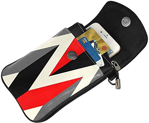 shenguang Handy Geldbörse Geometrisch Abstrakt Rot Schwarz Grau Linie Telefon Geldbörse 3D Gedruckte Lebendige Kartenhalter Winzige Tasche Robuste PU Leder Pass Geldbörse Geldbörse Mit Gurt