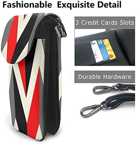 shenguang Handy Geldbörse Geometrisch Abstrakt Rot Schwarz Grau Linie Telefon Geldbörse 3D Gedruckte Lebendige Kartenhalter Winzige Tasche Robuste PU Leder Pass Geldbörse Geldbörse Mit Gurt