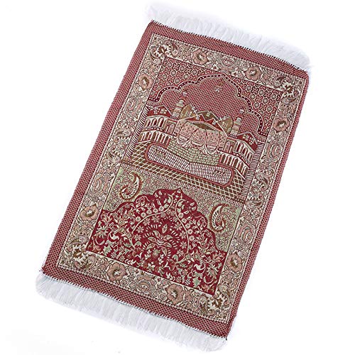 Sheuiossry Alfombra de oración musulmana con motivo de mezquita roja, alfombra islámica, ideal como regalo para hombres y mujeres musulmanes